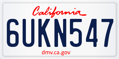 CA license plate 6UKN547