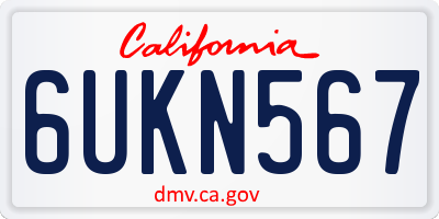 CA license plate 6UKN567