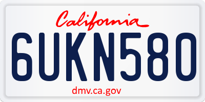 CA license plate 6UKN580