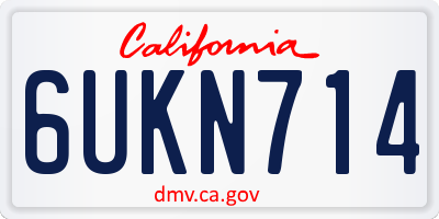 CA license plate 6UKN714