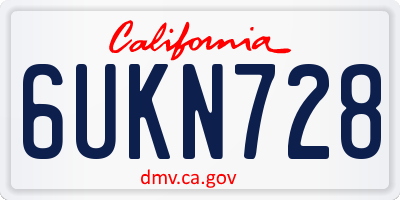 CA license plate 6UKN728