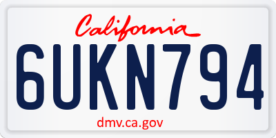 CA license plate 6UKN794