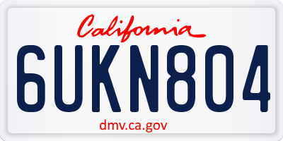 CA license plate 6UKN804