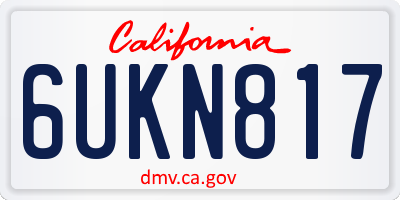 CA license plate 6UKN817