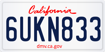 CA license plate 6UKN833