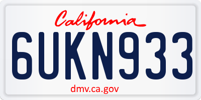 CA license plate 6UKN933
