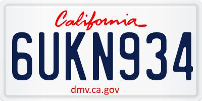 CA license plate 6UKN934