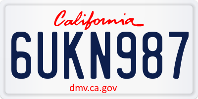 CA license plate 6UKN987
