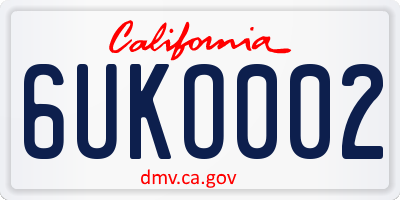 CA license plate 6UKO002