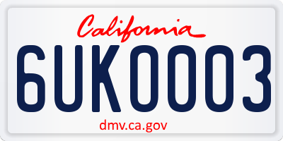 CA license plate 6UKO003