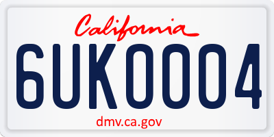 CA license plate 6UKO004