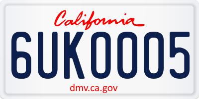 CA license plate 6UKO005