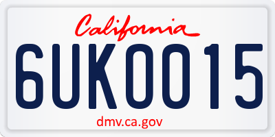 CA license plate 6UKO015