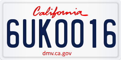 CA license plate 6UKO016