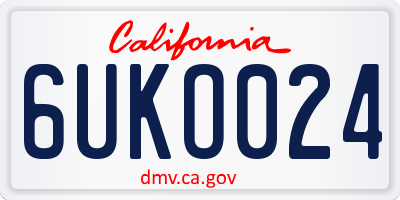 CA license plate 6UKO024