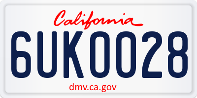 CA license plate 6UKO028