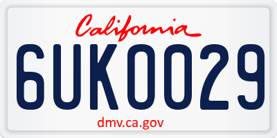 CA license plate 6UKO029