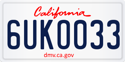 CA license plate 6UKO033