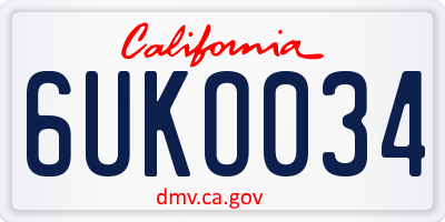 CA license plate 6UKO034