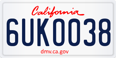 CA license plate 6UKO038