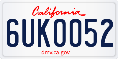 CA license plate 6UKO052