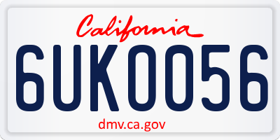 CA license plate 6UKO056