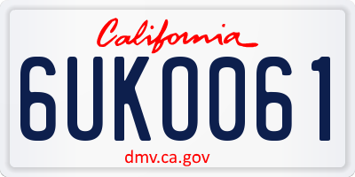 CA license plate 6UKO061