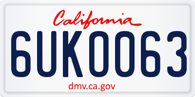 CA license plate 6UKO063