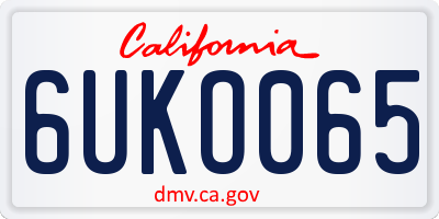 CA license plate 6UKO065