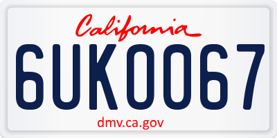 CA license plate 6UKO067