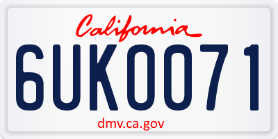 CA license plate 6UKO071
