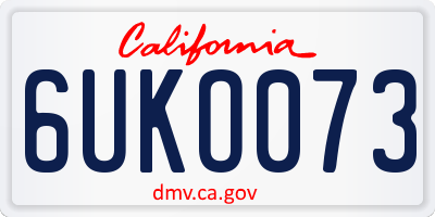 CA license plate 6UKO073