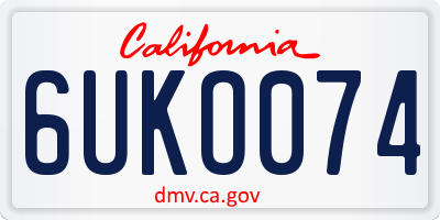 CA license plate 6UKO074