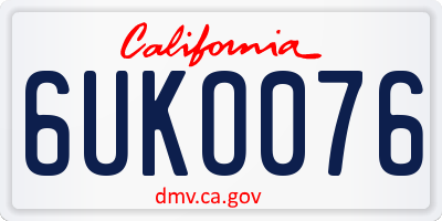 CA license plate 6UKO076