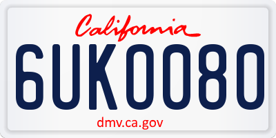 CA license plate 6UKO080