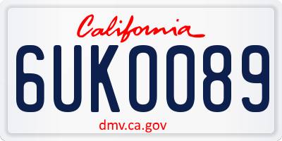 CA license plate 6UKO089