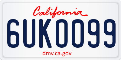 CA license plate 6UKO099