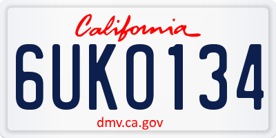 CA license plate 6UKO134