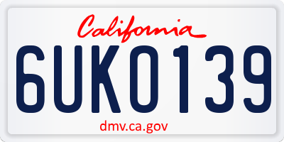 CA license plate 6UKO139