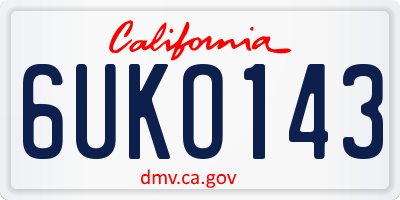 CA license plate 6UKO143