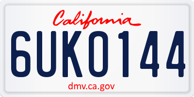 CA license plate 6UKO144