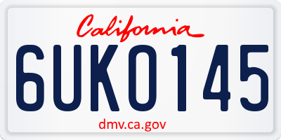 CA license plate 6UKO145