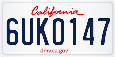 CA license plate 6UKO147