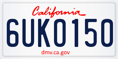 CA license plate 6UKO150