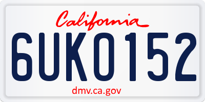 CA license plate 6UKO152