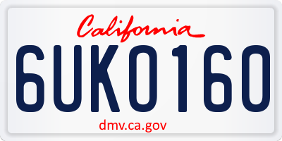 CA license plate 6UKO160