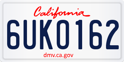 CA license plate 6UKO162