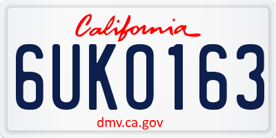 CA license plate 6UKO163