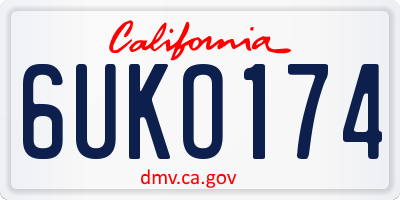 CA license plate 6UKO174