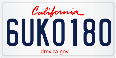 CA license plate 6UKO180